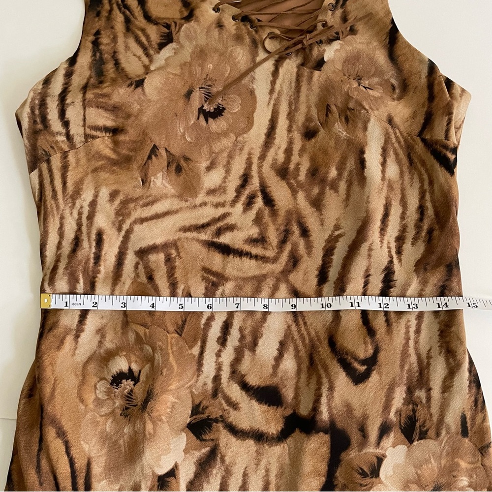 O. Suzanne Y2K Tiger Stripe Print Lace Up Long Midi Slip Dress - Picture 8 of 8